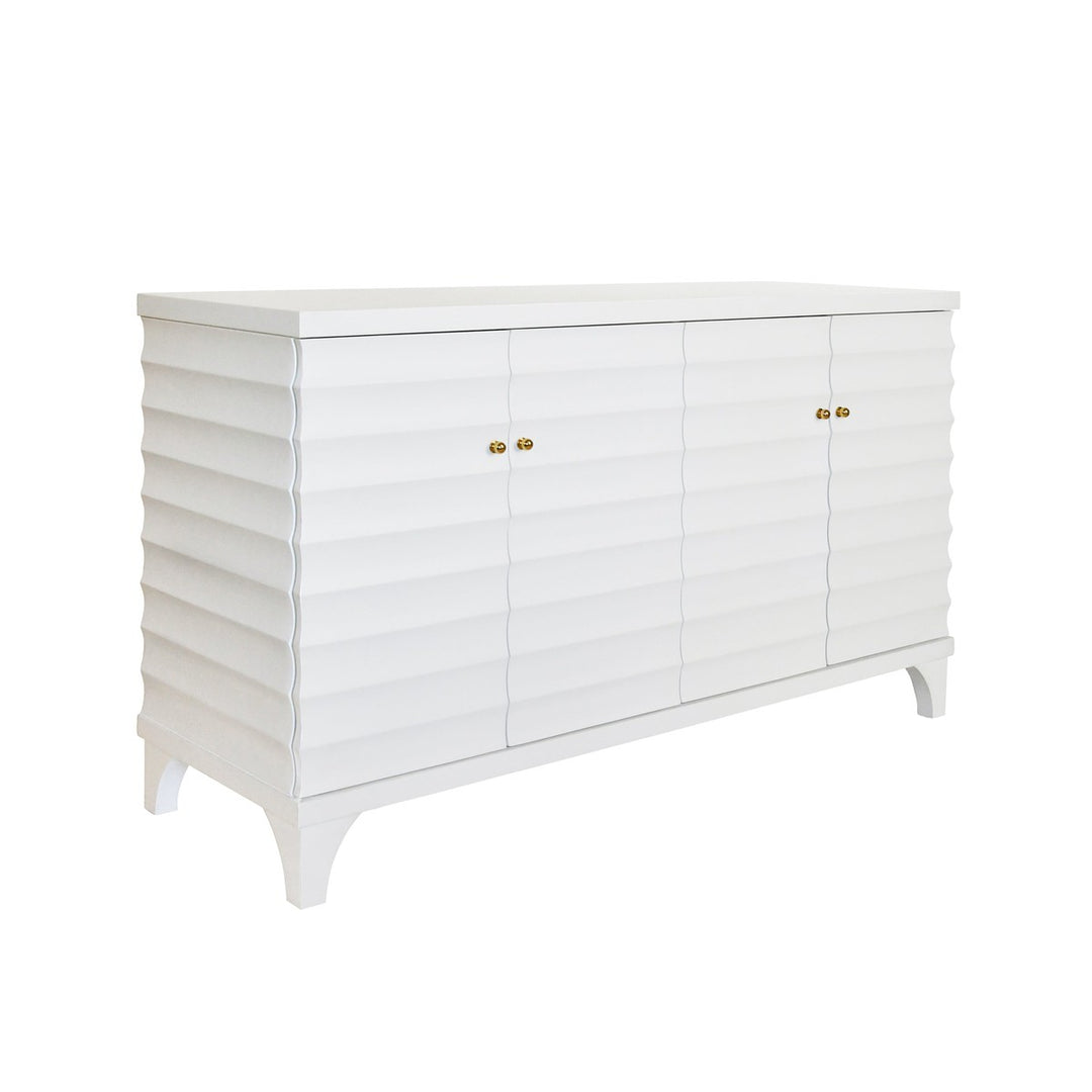 Gates - Four Door Buffet With Horizontal Fluted Detail In Matte White Lacquer