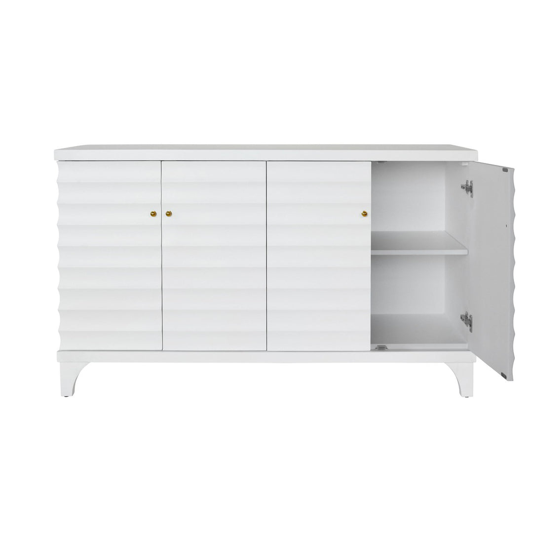 Gates - Four Door Buffet With Horizontal Fluted Detail In Matte White Lacquer