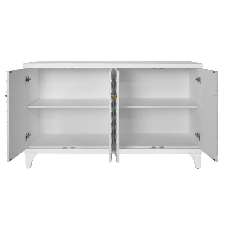 Gates - Four Door Buffet With Horizontal Fluted Detail In Matte White Lacquer