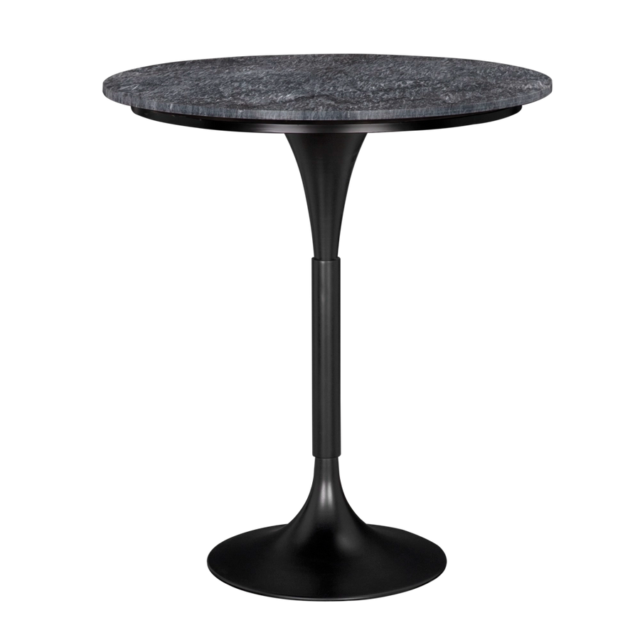 Alternate view of Jman Bar Table, featuring polished finish, marble, metal, and a single pedestal base.