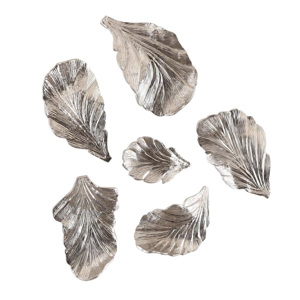 Nickel Wall Leaves, Set of 6