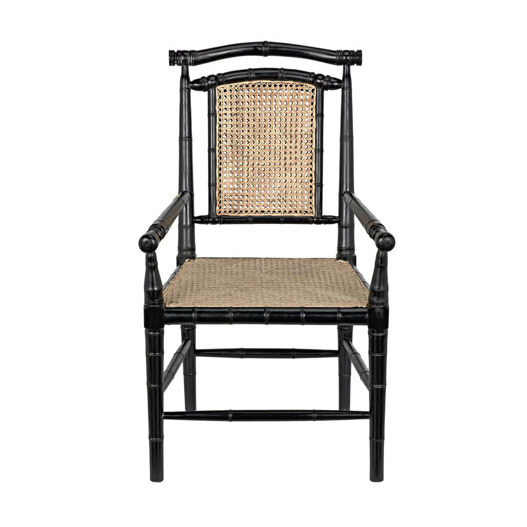 Colonial Bamboo Arm Chair, Hand Rubbed Black