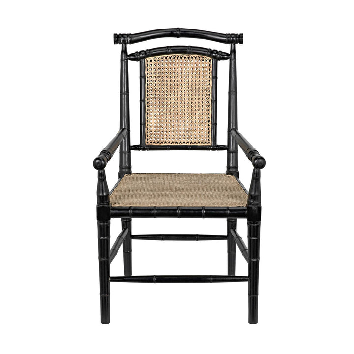 Colonial Bamboo Arm Chair, Hand Rubbed Black