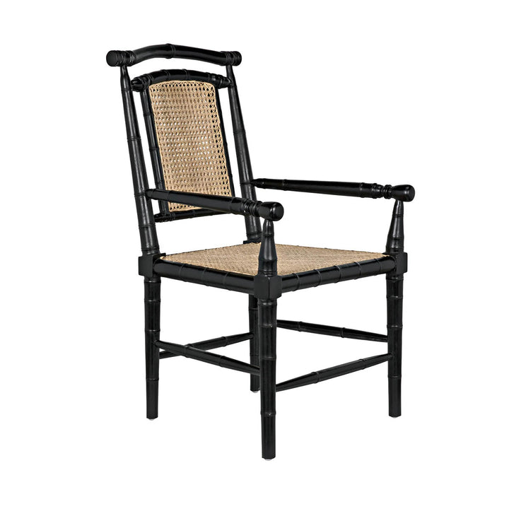 Colonial Bamboo Arm Chair, Hand Rubbed Black