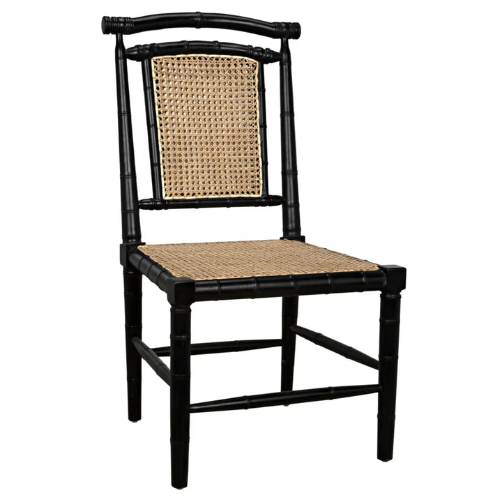 Colonial Bamboo Side Chair, Hand Rubbed Black