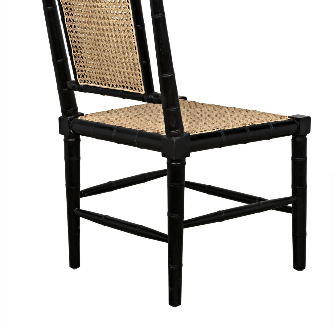 Colonial Bamboo Side Chair, Hand Rubbed Black