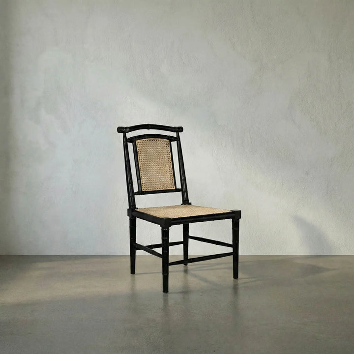 Colonial Bamboo Side Chair, Hand Rubbed Black