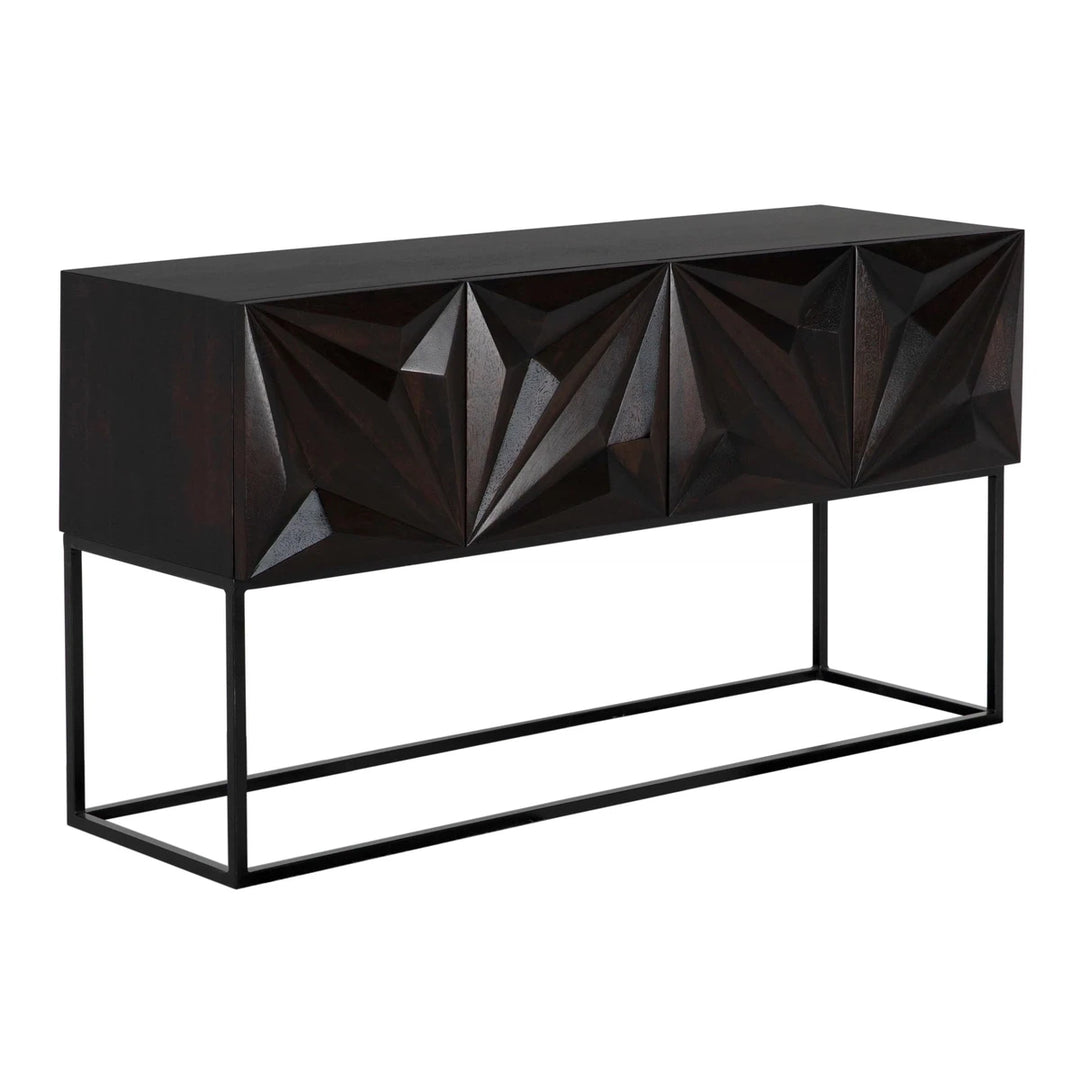 Zurich Console, Ebony Walnut with Steel