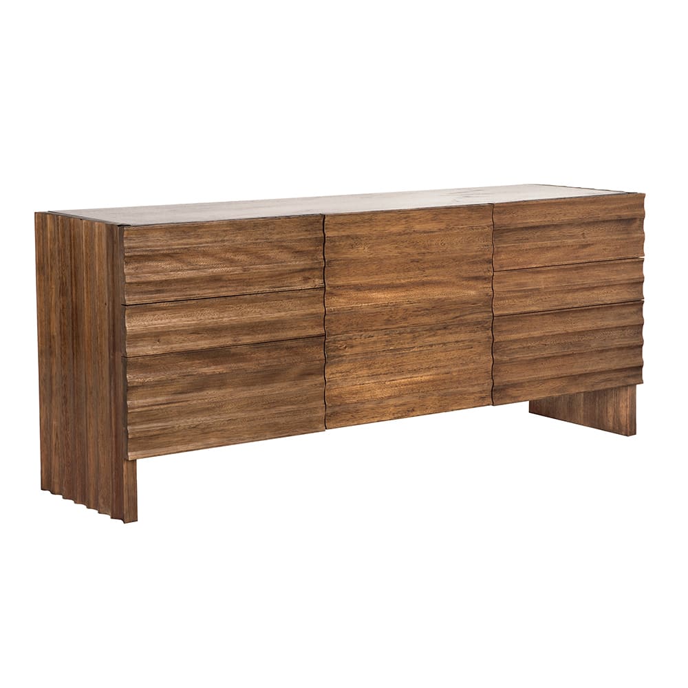 Noir Furniture Gauss Sideboard with Marble Top Dark Walnut