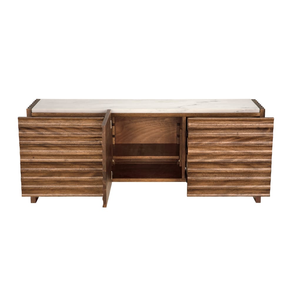 Noir Furniture Gauss Sideboard with Marble Top Dark Walnut