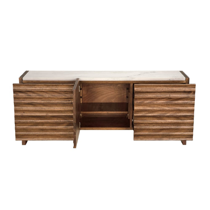 Noir Furniture Gauss Sideboard with Marble Top Dark Walnut