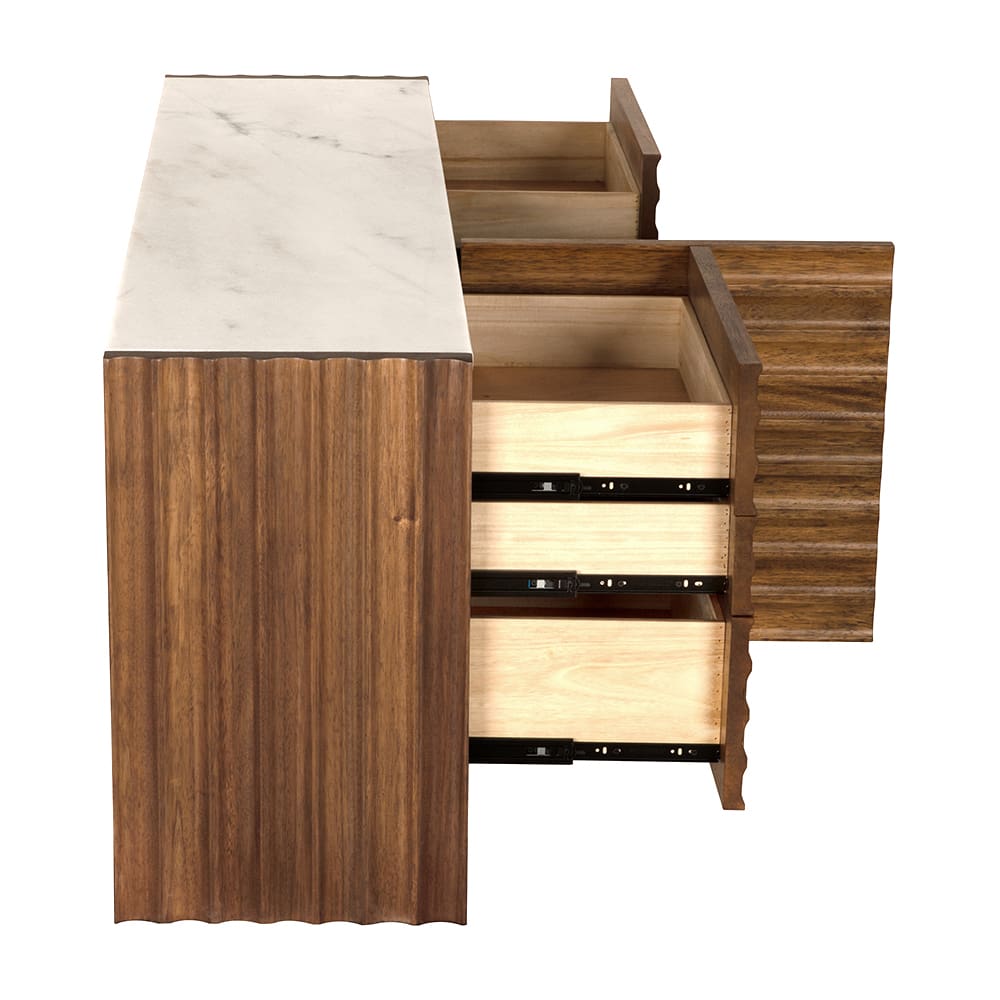 Noir Furniture Gauss Sideboard with Marble Top Dark Walnut