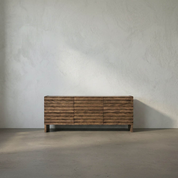 Noir Furniture Gauss Sideboard with Marble Top Dark Walnut