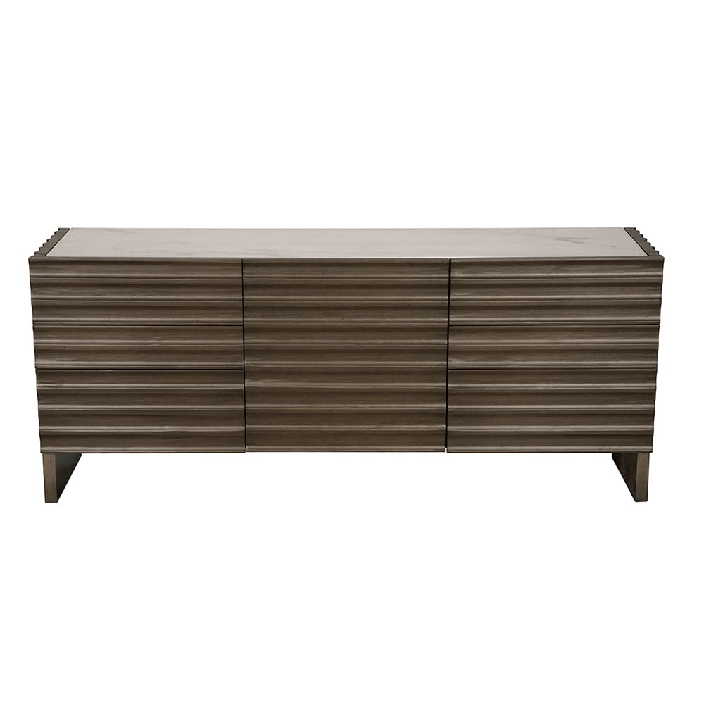 Noir Furniture Gauss Sideboard with Marble Top Greige Walnut