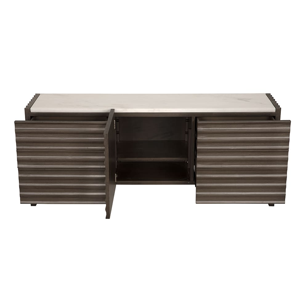 Noir Furniture Gauss Sideboard with Marble Top Greige Walnut