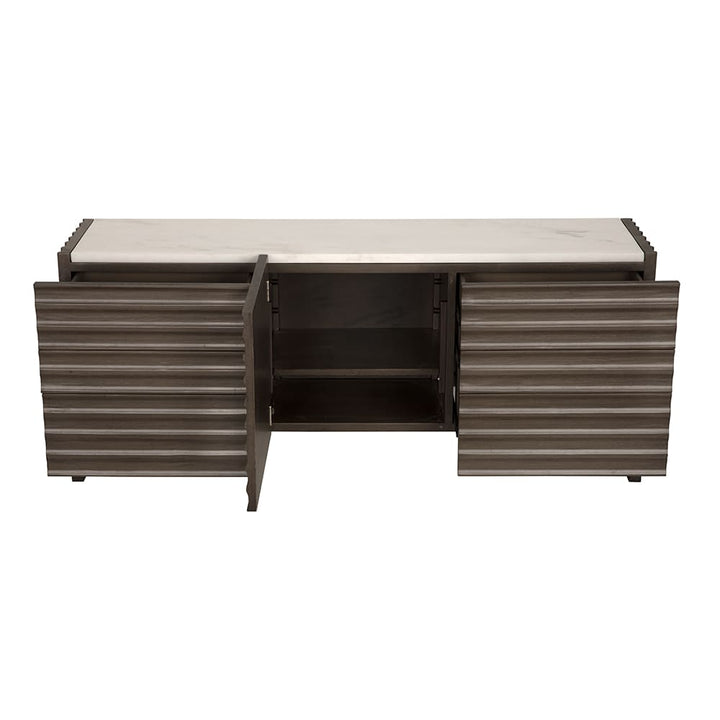 Noir Furniture Gauss Sideboard with Marble Top Greige Walnut
