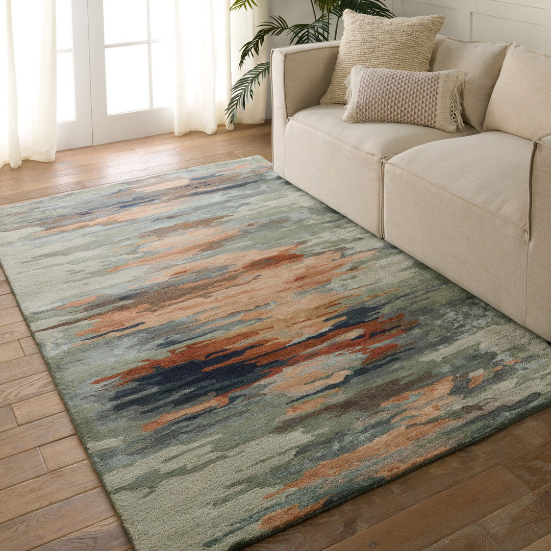 Jaipur Living Ryenn Handmade Abstract Sage/ Peach Area Rug (9'X12')