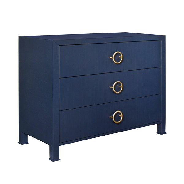 Dressers & Chests Getty Three Drawer Chest In Textured Navy Linen