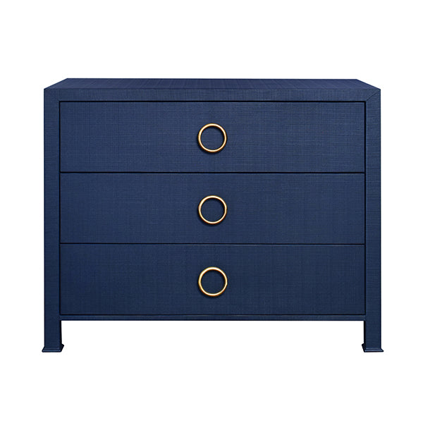 Dressers & Chests Getty Three Drawer Chest In Textured Navy Linen