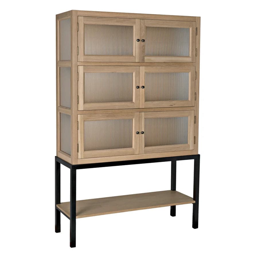 Darien Hutch, White Oak w/Metal-Noir-NOIR-GHUT160WO-Bookcases & Cabinets-1-France and Son