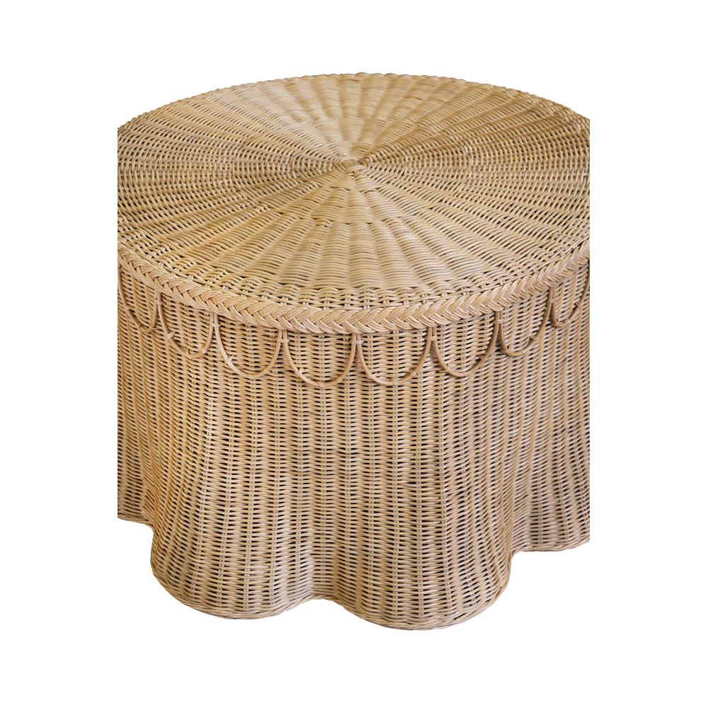 Coffee Tables Round Coffee Table With Scalloped Detail In Natural Woven Rattan