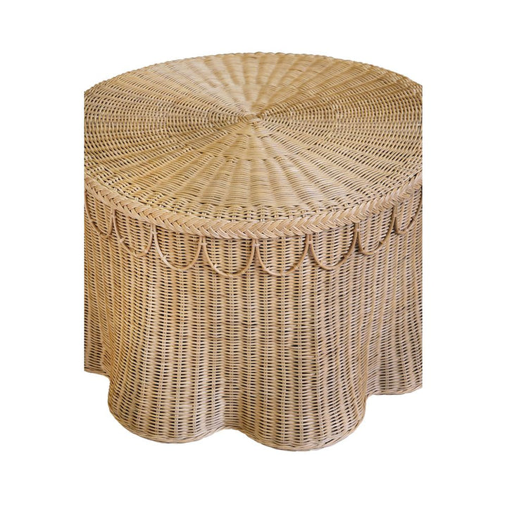 Coffee Tables Round Coffee Table With Scalloped Detail In Natural Woven Rattan