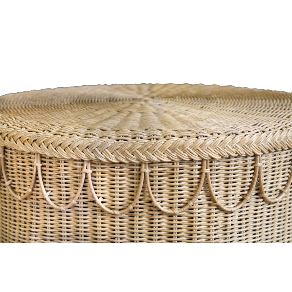 Coffee Tables Round Coffee Table With Scalloped Detail In Natural Woven Rattan