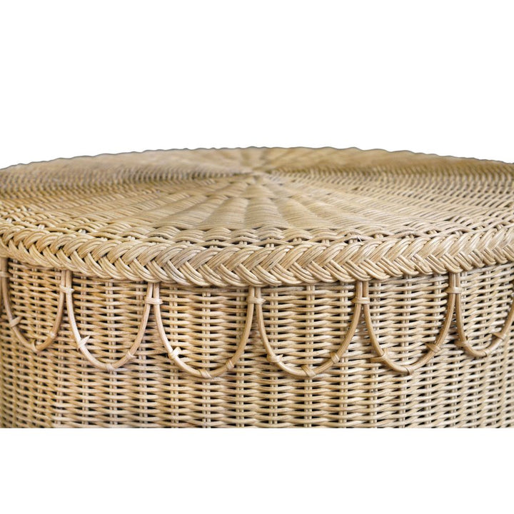 Coffee Tables Round Coffee Table With Scalloped Detail In Natural Woven Rattan