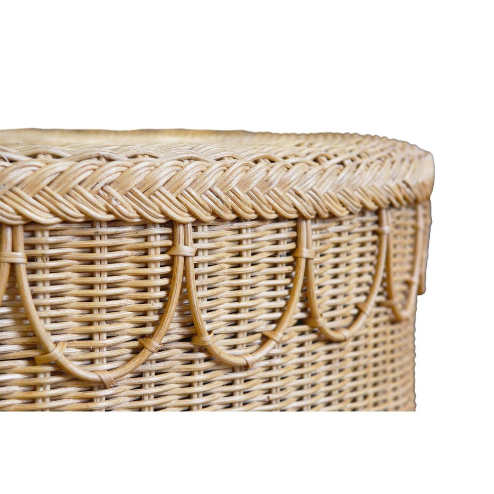 Coffee Tables Round Coffee Table With Scalloped Detail In Natural Woven Rattan