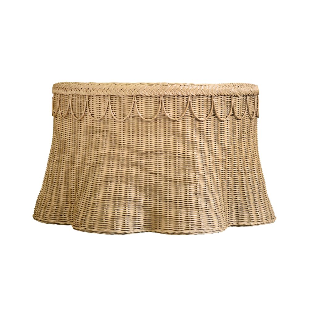 Coffee Tables Round Coffee Table With Scalloped Detail In Natural Woven Rattan