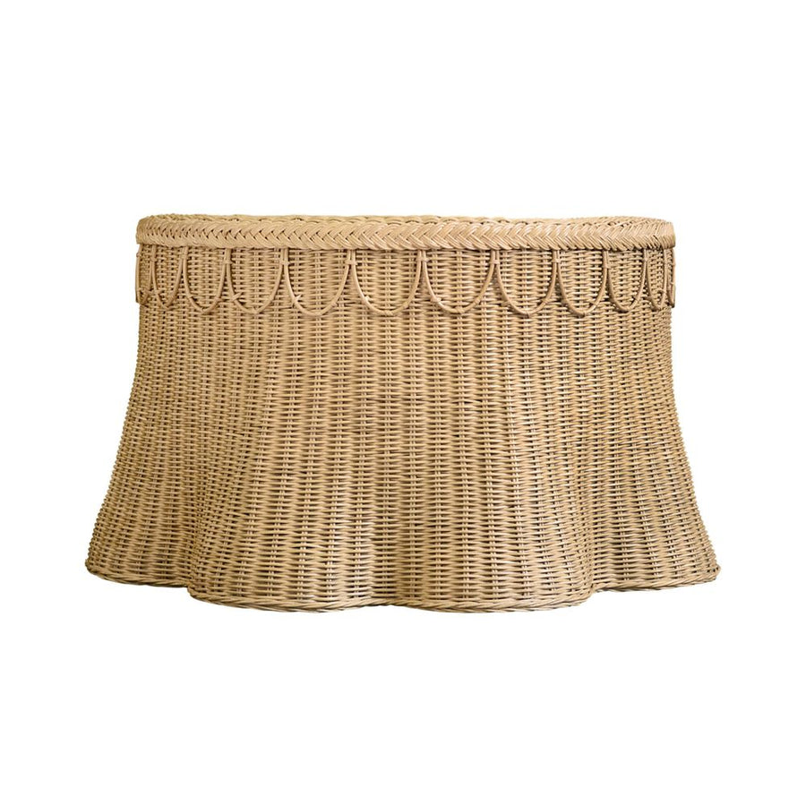Coffee Tables Round Coffee Table With Scalloped Detail In Natural Woven Rattan