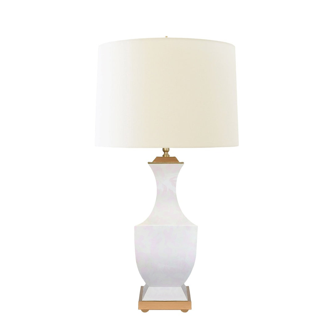 Gina - Handpainted Tole Table Lamp In Light Pink Strokes Pattern