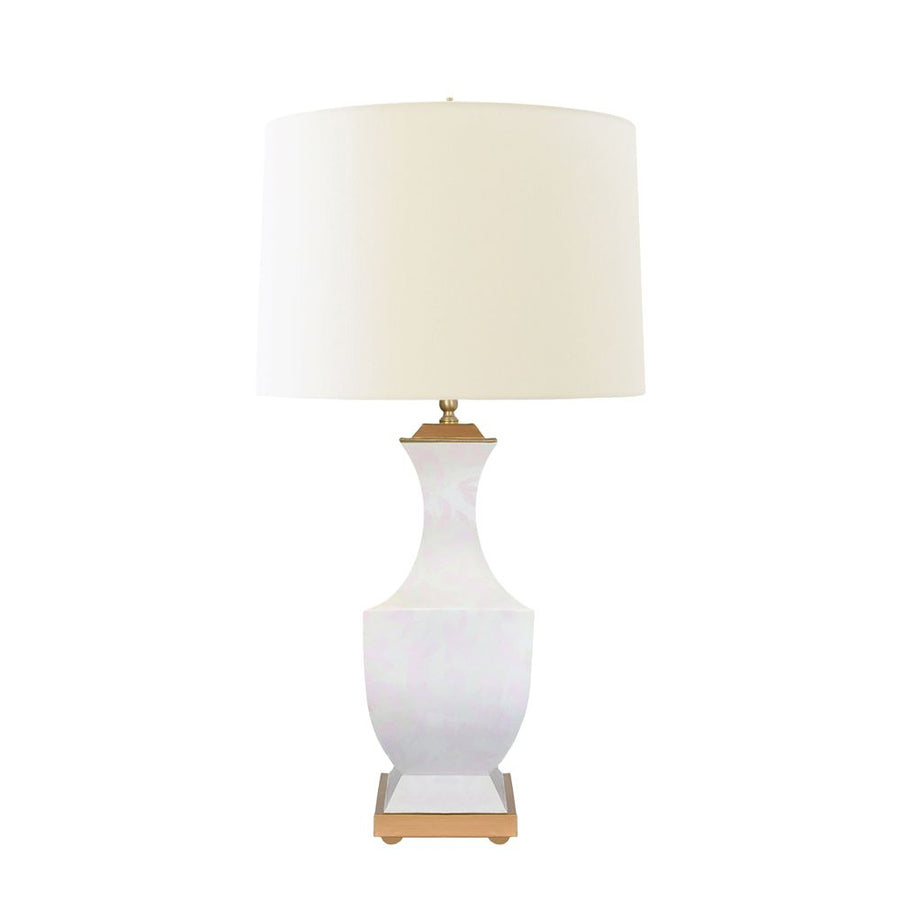 Table Lamps Gina - Handpainted Tole Table Lamp In Light Pink Strokes Pattern
