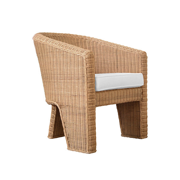 Lounge Chairs Rattan Three Leg Lounge Chair With Performance Ivory Linen