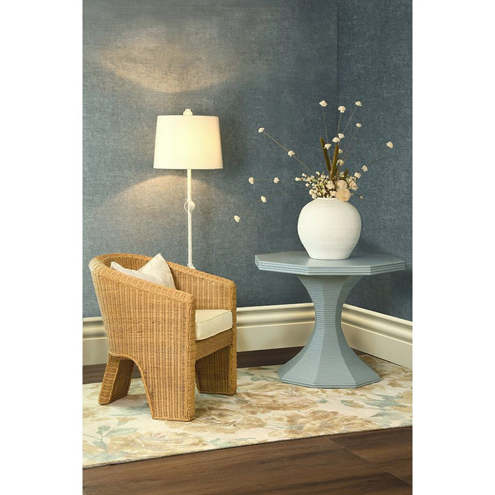 Rattan Three Leg Lounge Chair With Performance Ivory Linen