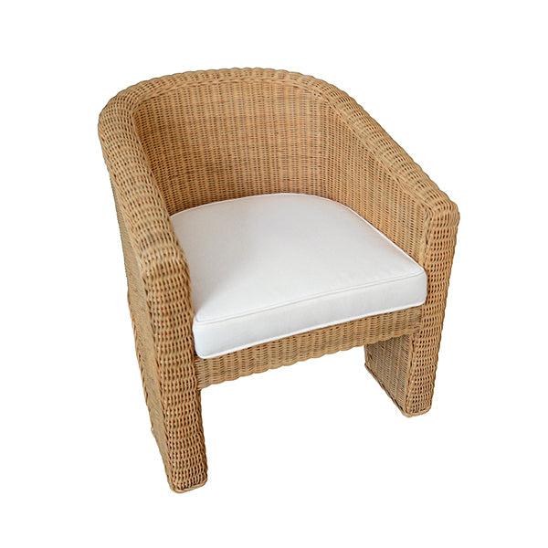 Rattan Three Leg Lounge Chair With Performance Ivory Linen