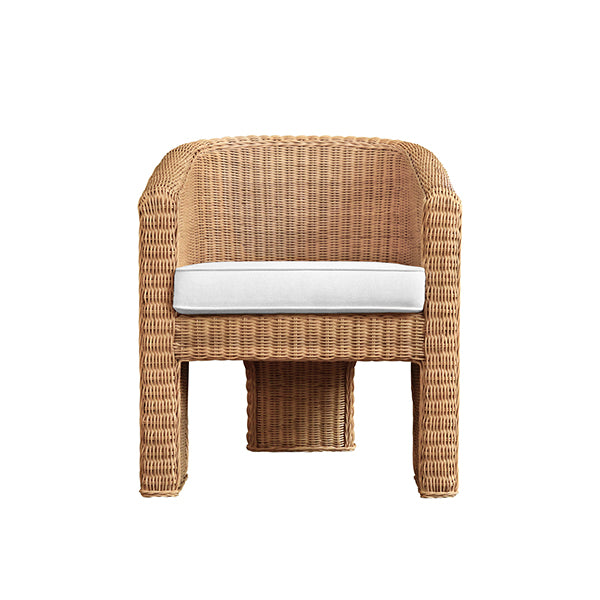 Lounge Chairs Rattan Three Leg Lounge Chair With Performance Ivory Linen