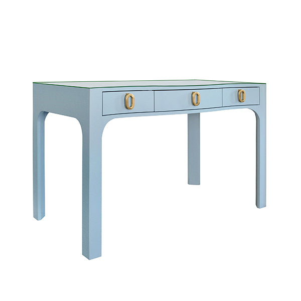 Dressers & Chests Gladys Curved Front Desk With Three Drawers In Light Blue