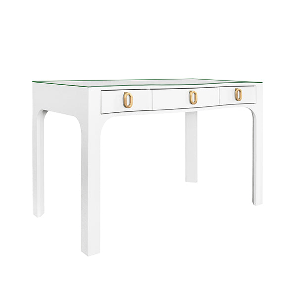 Dressers & Chests Gladys Curved Front Desk With Three Drawers In White
