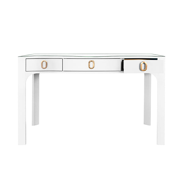 Dressers & Chests Gladys Curved Front Desk With Three Drawers In White
