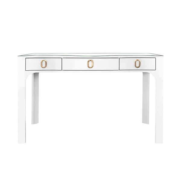 Dressers & Chests Gladys Curved Front Desk With Three Drawers In White