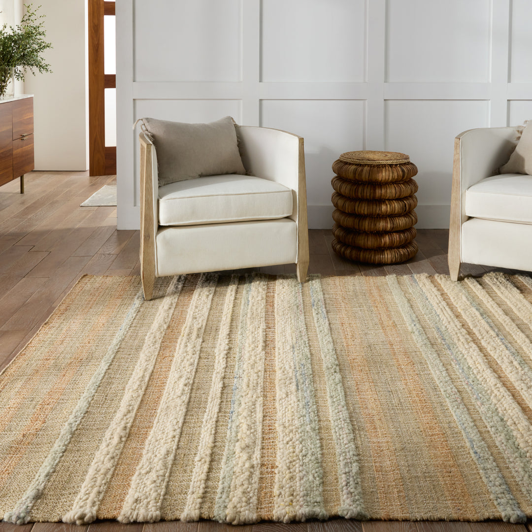 Jaipur Living Eirene Natural Striped Beige/ Blue Area Rug (10'X14')