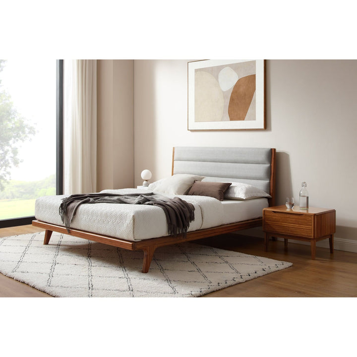 Mercury Upholstered Eastern King Platform Bed -  Amber