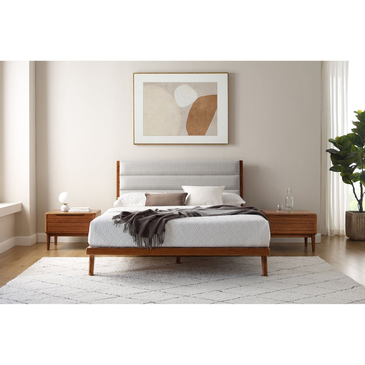 Mercury Upholstered Eastern King Platform Bed -  Amber