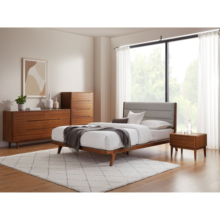 Mercury Upholstered Eastern King Platform Bed -  Amber