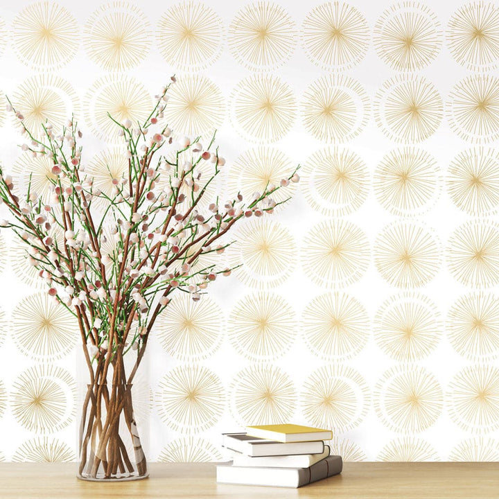 Goodbye Moon Peel And Stick Wallpaper-Tempaper & Co.-Tempaper-GM10564-DecorMetallic Gold Starburst-9-France and Son