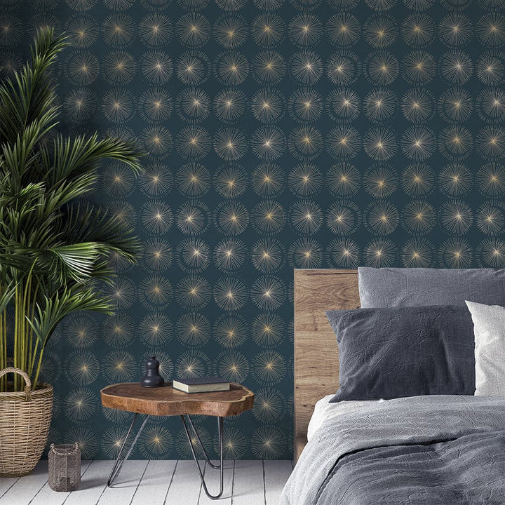 Goodbye Moon Peel And Stick Wallpaper-Tempaper & Co.-Tempaper-GM10564-DecorMetallic Gold Starburst-15-France and Son