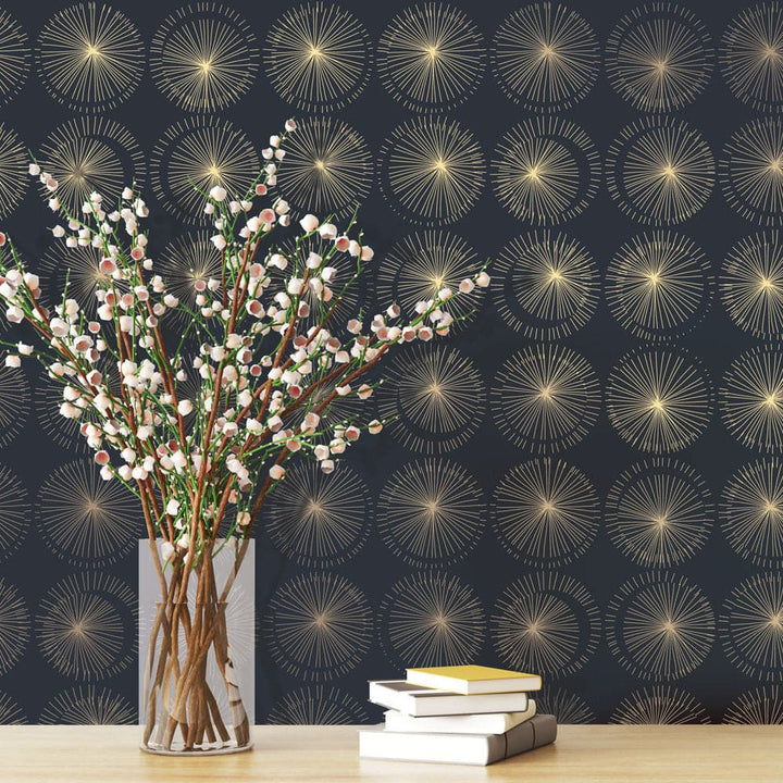 Goodbye Moon Peel And Stick Wallpaper-Tempaper & Co.-Tempaper-GM10564-DecorMetallic Gold Starburst-14-France and Son