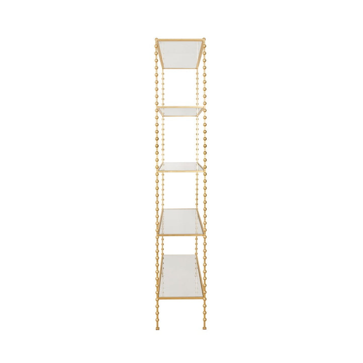 Goldie - Ball Lined Etagere With Clear Glass Shelves In Gold Leaf