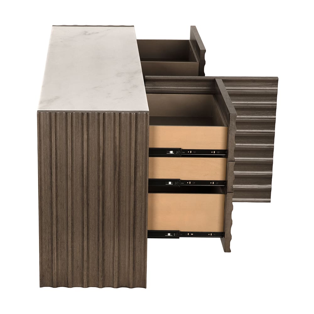 Noir Furniture Gauss Sideboard with Marble Top Greige Walnut